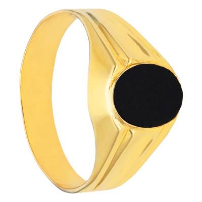 Chevalière Ovale Onyx Noir 7x6 mm en Or Jaune 750 - Imperium