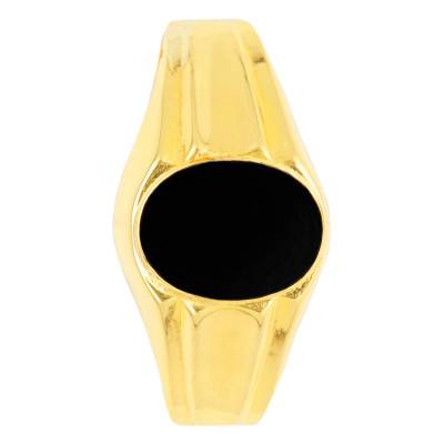 Chevalière Ovale Onyx Noir 7x6 mm en Or Jaune 750 - Imperium