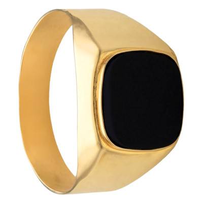Chevalière Onyx Noir en Or Jaune 375 - Taille 56 - Imperium