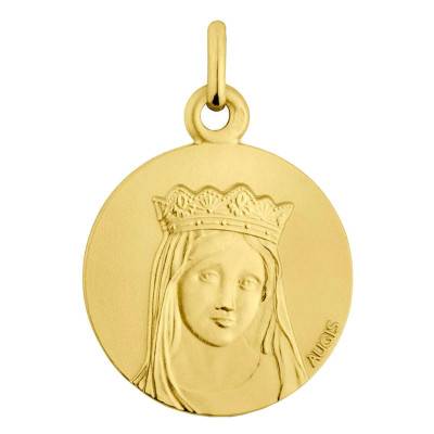 Médaille Vierge Marie Couronnée, Or Jaune 750, Diamètre 18 mm - Augis