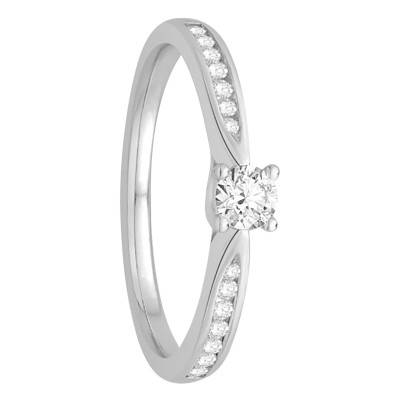Bague Solitaire Grace Diamant 0,10 ct & Or Blanc 750, Largeur 2,05 mm - Alliantine
