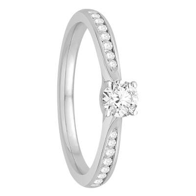 Bague Solitaire Grace Diamant 0,25 ct & Or Blanc 750, Largeur 2,05 mm - Alliantine