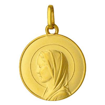 Médaille Vierge De Profil Or Jaune, Diamètre 15 mm - Emanessence