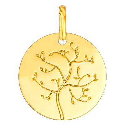 750/1000 Yellow Gold Tree of Life Buds Medal, Diameter 15 mm - Argyor