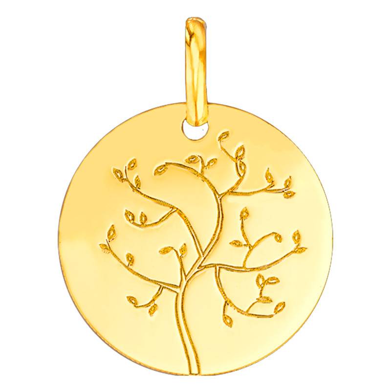 750/1000 Yellow Gold Tree of Life Buds Medal, Diameter 15 mm - Argyor