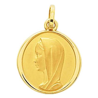 Médaille Vierge Profil en Or Jaune, Diamètre 14 mm - Emanessence