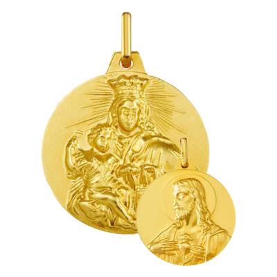 Argyor Reversible 750/1000 Yellow Gold Christ and Virgin and Child Medal, Diameter 16 mm to 20 mm - Argyor