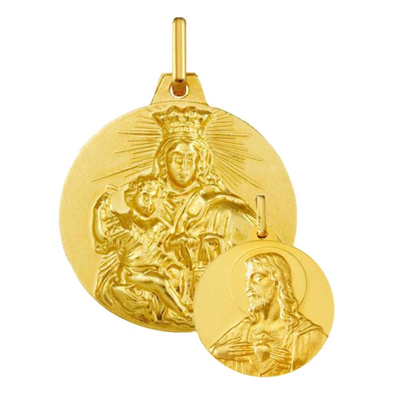 Argyor Reversible 750/1000 Yellow Gold Christ and Virgin and Child Medal, Diameter 16 mm to 20 mm - Argyor