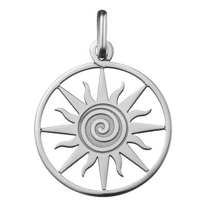 Médaille Soleil Ajourée Or Blanc 750, Diamètre 18 mm - Argyor