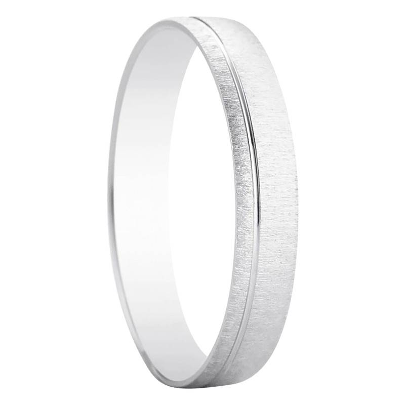750/1000 White Gold Standard Half-Dome Séville Wedding Ring, 3.50 mm Width - Amore