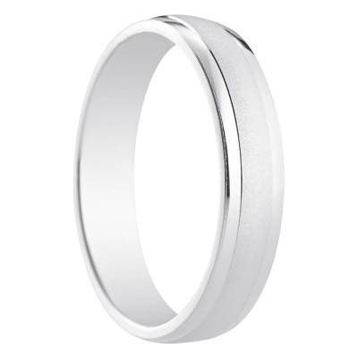 Standard Half-Dome 750/1000 White Gold Wedding Ring Bilbao, 4 mm Width - Amore