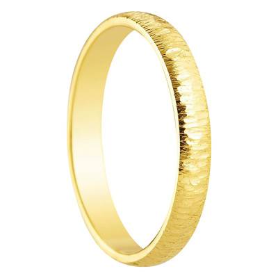"Hammered Organic Standard Half-Dome Wedding Ring in 750/1000 Yellow Gold, 3 mm" - Amore