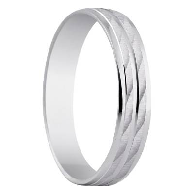 375/1000 White Gold Half-Domed Standard Wedding Ring Rumbia - Amore