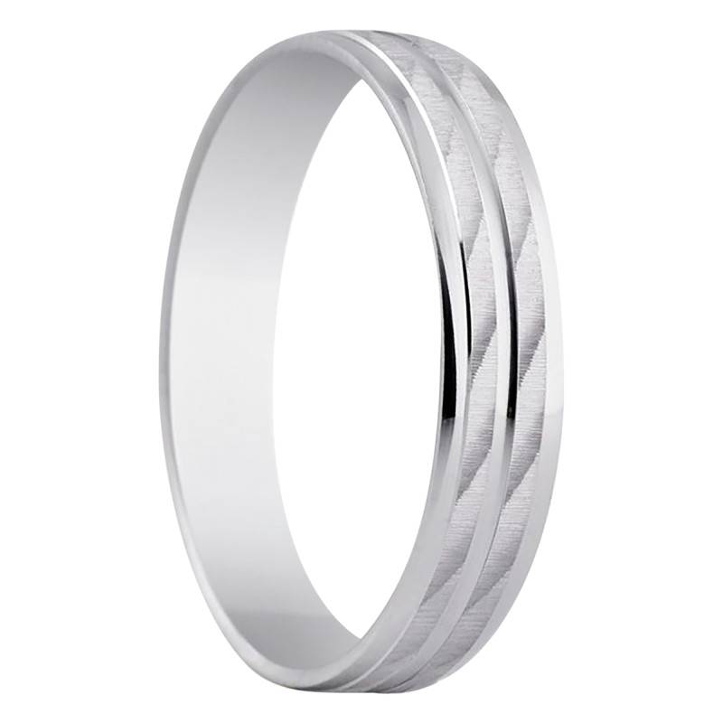 375/1000 White Gold Half-Domed Standard Wedding Ring Rumbia - Amore