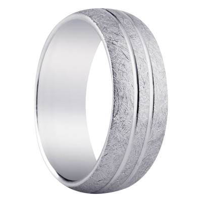 Oria Frosted Half-Dome Standard Sterling Silver Wedding Ring, 7 mm Width - Amore