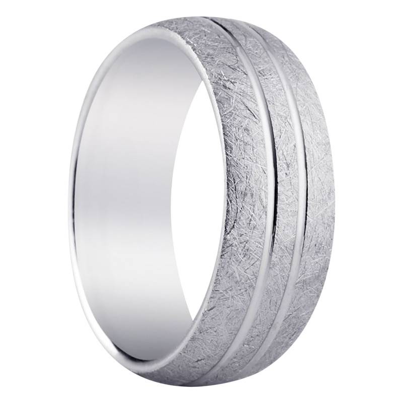 Oria Frosted Half-Dome Standard Sterling Silver Wedding Ring, 7 mm Width - Amore
