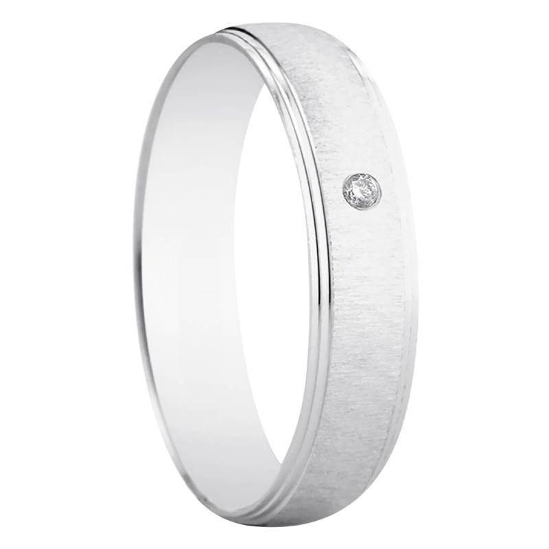 375/1000 White Gold & Diamond Half-Dome Standard Jorba Wedding Ring - Amore
