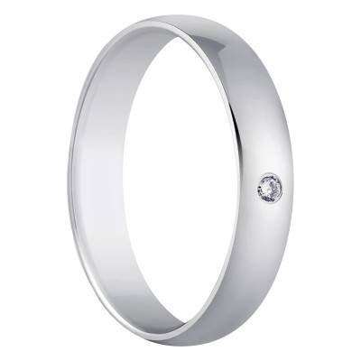 375/1000 White Gold & Diamond Half-Dome Standard Carthagène Wedding Ring - Amore