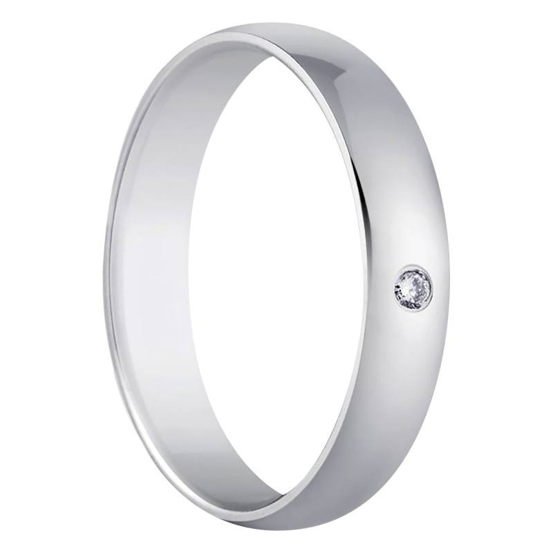 375/1000 White Gold & Diamond Half-Dome Standard Carthagène Wedding Ring - Amore
