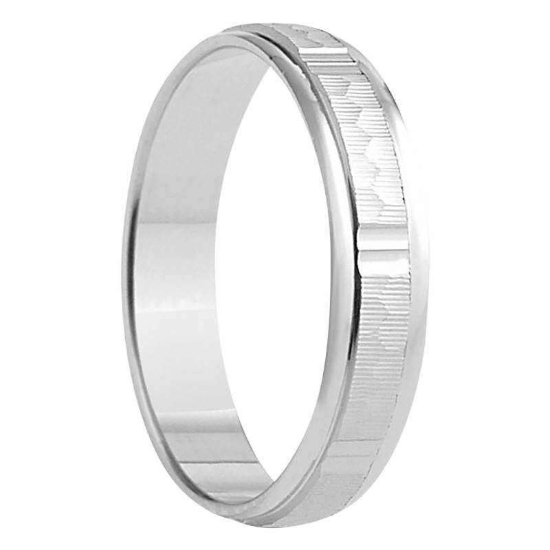 925 Silver Semi-Domed Standard Rina Stacked Wedding Ring, Width 4 mm - Amore