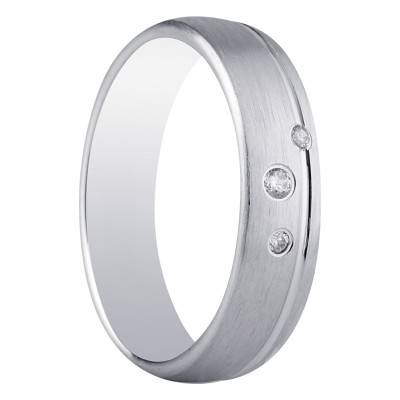 Ligas Standard Semi-Dome Silver & Cubic Zirconia Wedding Ring - Amore