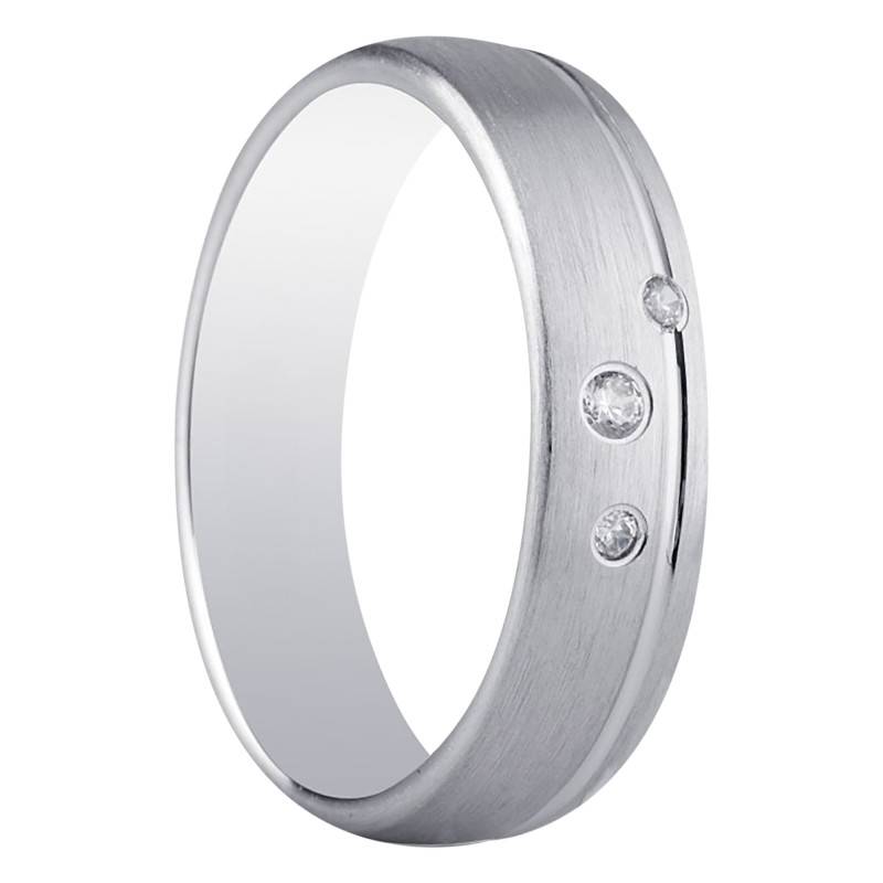 Ligas Standard Semi-Dome Silver & Cubic Zirconia Wedding Ring - Amore