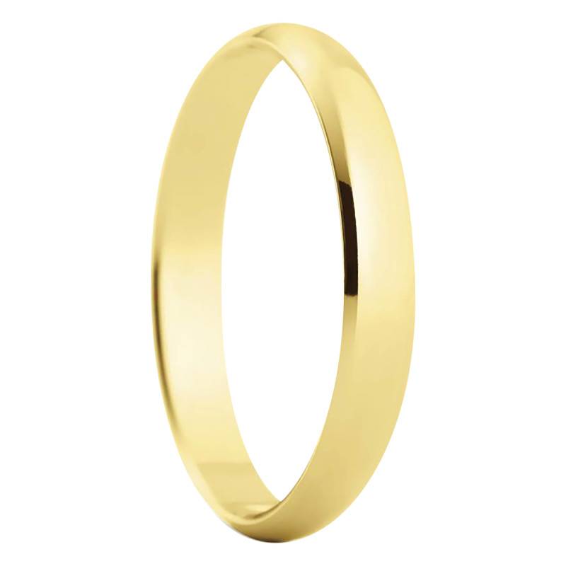 375 Yellow Gold Semi-Domed Standard Wedding Ring Madrid, Width 3 mm - Amore