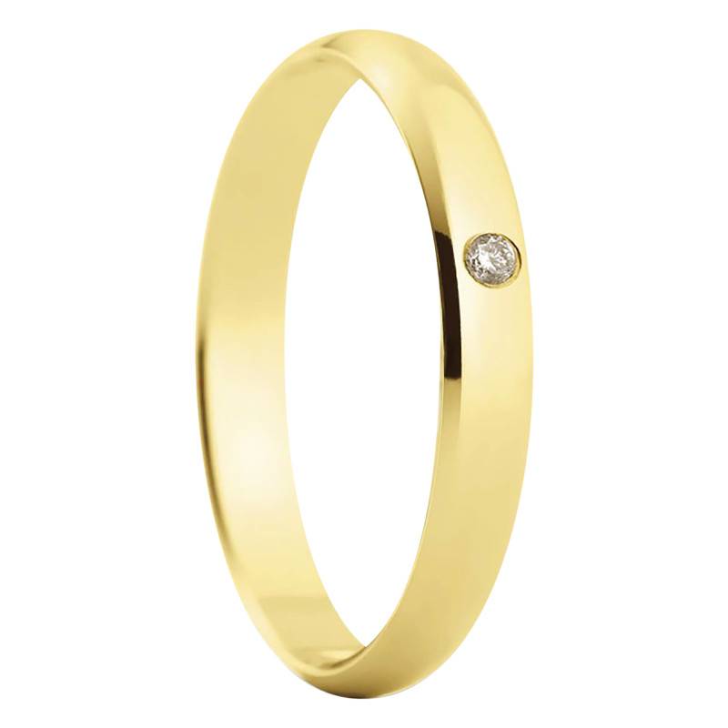 Madrid 375/1000 Yellow Gold & Diamond Standard Semi-Dome Wedding Ring, 3 mm Width - Amore