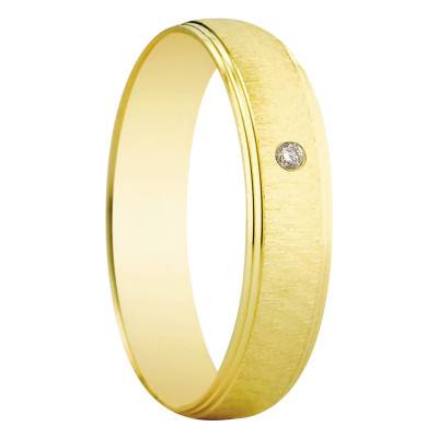 Jorba Half-Domed Standard 375/1000 Yellow Gold & Diamond Wedding Ring - Amore
