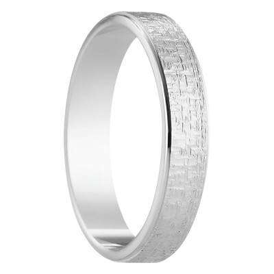 Frosted Laguardia Standard Ribbon 750/1000 White Gold Wedding Ring, 4 mm Width - Amore