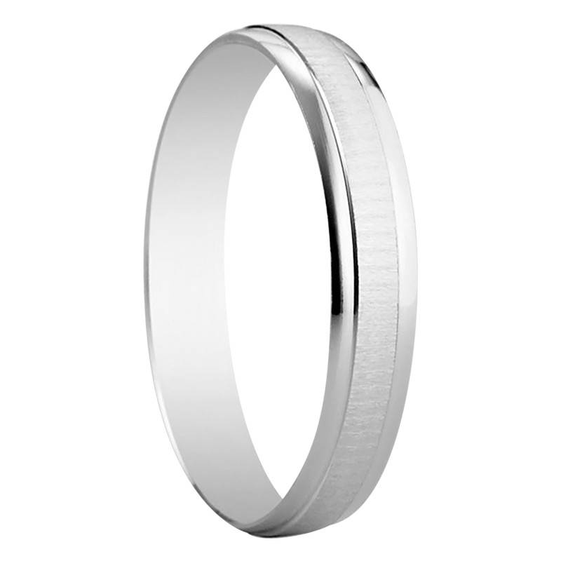 375/1000 White Gold Mirabel Half-Dome Standard Wedding Ring - Amore