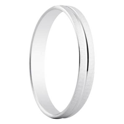 Alliance Demi-Jonc Allégée Almorox Brossée Rainurée en Or Blanc 375, Largeur 3 mm - Amore
