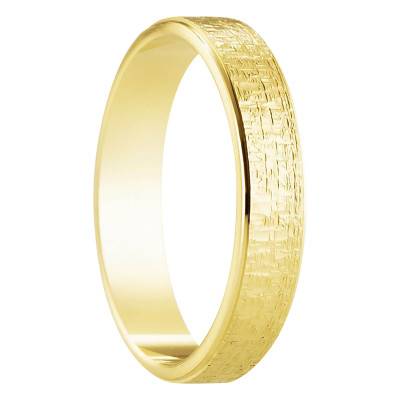 Alliance Ruban Standard Pereruela Texturée en Or Jaune 750, Largeur 4 mm - Amore