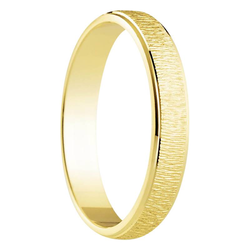 750/1000 Yellow Gold Quemada Superposed Ribbon Standard Wedding Ring, Width 3.50 mm - Amore