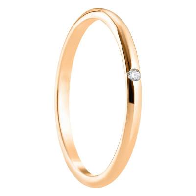 Rose 750/1000 Gold Diamond Lightweight Half-Shank Wedding Ring Alqueria - Amore