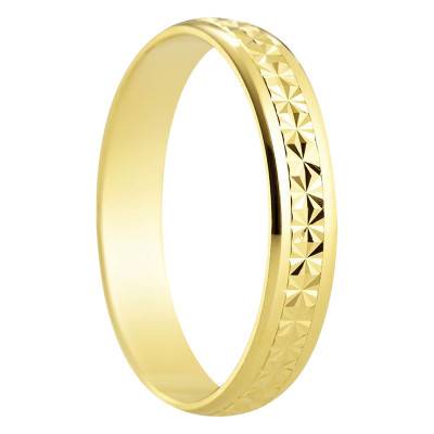 Alliance Ruban Standard Malaga Diamantée en Or Jaune 750, Largeur 4 mm - Amore
