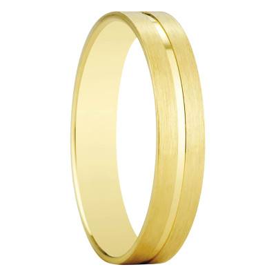 750 Yellow Gold Standard Ribbon Marbella Wedding Ring, Width 4 mm - Amore