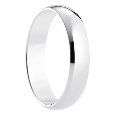 375 White Gold Standard Half-Dome Madrid Wedding Ring, Width 4 mm - Amore