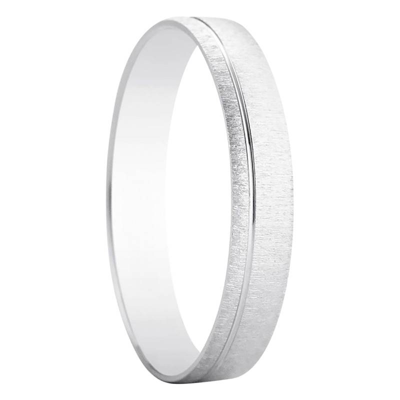 375 White Gold Standard Half-Dome Séville Wedding Ring, Width 3.50 mm - Amore