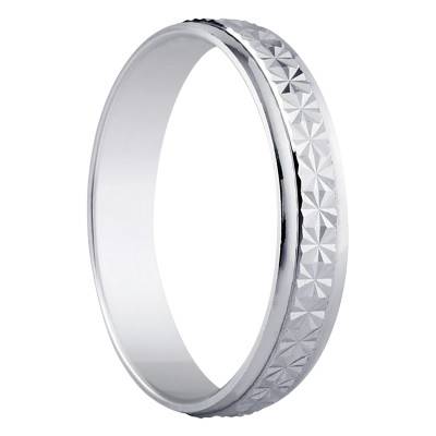 Malaga 375 White Gold Demi-Domed Standard Wedding Ring, Width 4 mm - Amore