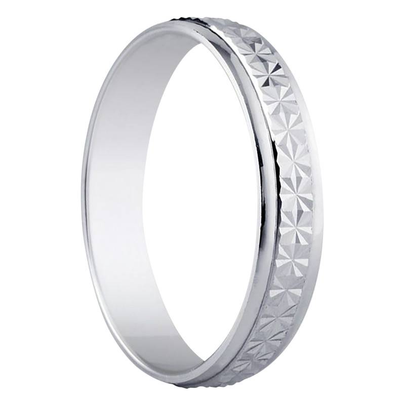 Malaga 375 White Gold Demi-Domed Standard Wedding Ring, Width 4 mm - Amore