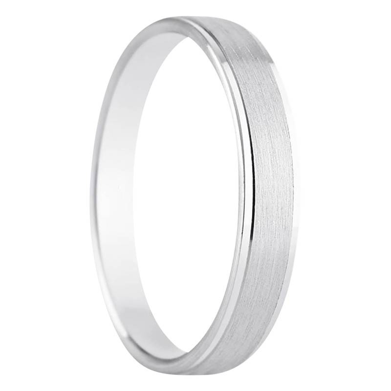 Unquera 375 White Gold Ribbon Standard Wedding Ring, Width 4 mm - Amore