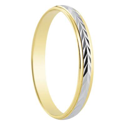 Leganes 375 Two-Tone Gold Ribbon Standard Wedding Ring, Width 3 mm - Amore