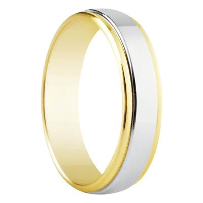 Izeda 375 Two-Tone Gold Ribbon Standard Wedding Ring, Width 5 mm - Amore