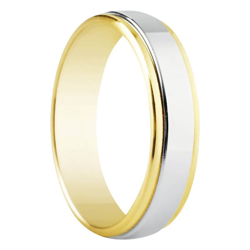 Izeda 375 Two-Tone Gold Ribbon Standard Wedding Ring, Width 5 mm - Amore
