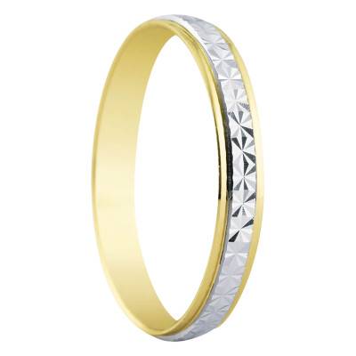 375 Two-Tone Gold Malaga Standard Half-Dome Wedding Ring, Width 3 mm - Amore