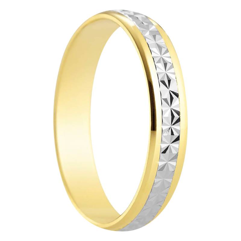 Malaga 375 Two-Tone Gold Demi-Domed Standard Wedding Ring, Width 4 mm - Amore