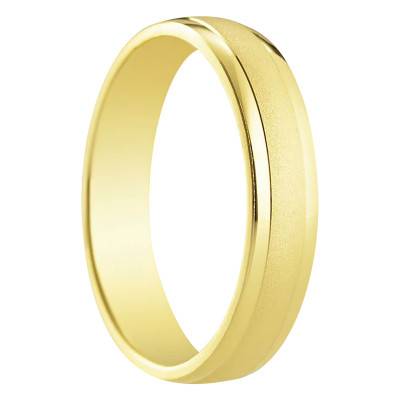 375 Yellow Gold Bilbao Standard Half-Dome Sandblasted Wedding Ring, Width 4 mm - Amore