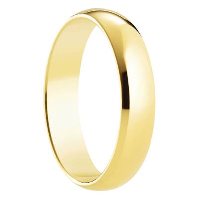 375 Yellow Gold Standard Half-Dome Madrid Wedding Ring, Width 4 mm - Amore