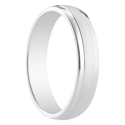 Bilbao Standard Semi-Domed Wedding Ring in 375 White Gold, Width 4 mm - Amore
